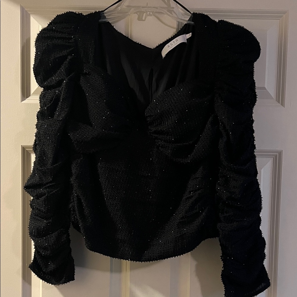 ASTR the Label ASOS Black Ruched Blouse